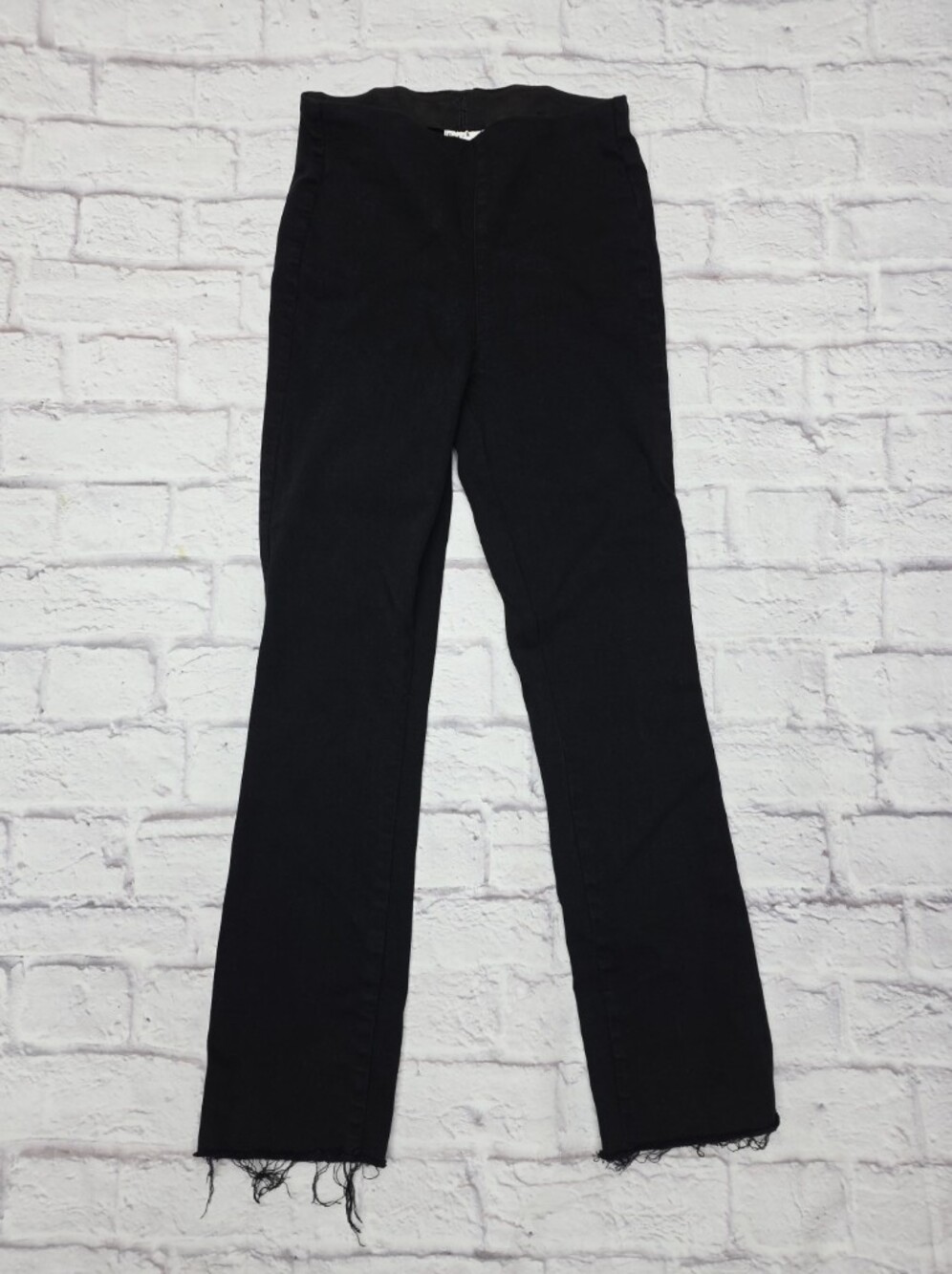 Frank & Eileen Illusion 01 Pull On Pant Womens Size 26(26x28) Black Raw Hem Boho